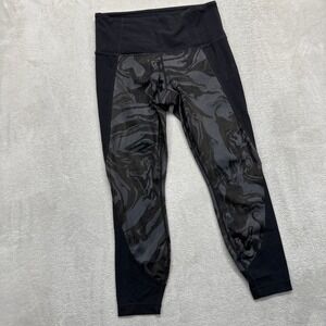 Athleta Pants Women's Smal lBlack Grey Marble Swirl High Rise Cropped Leggings